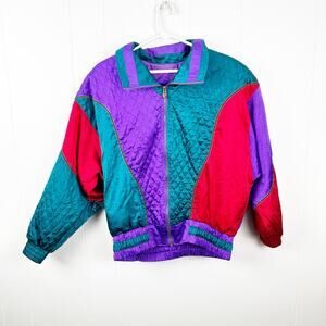 VTG Lavon by Cheerful Corp 80s/90s Colorblock Quilted Windbreaker Small